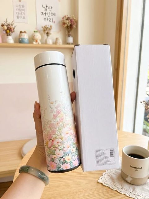 Bình giữ nhiệt in hoa Happiness